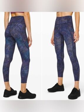 Lululemon Fast and Free Tight II 25” *Nulux, Women’s 8, Polar Lights Blue Multi